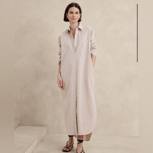 BNWT Neutral Stripe Banana Republic Maxi Shirt Dress - XXSP